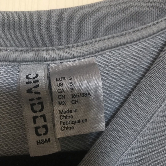 H&M Grey Short Sleeve Tie Cropped Sweatshirt S - Picture 6 of 6